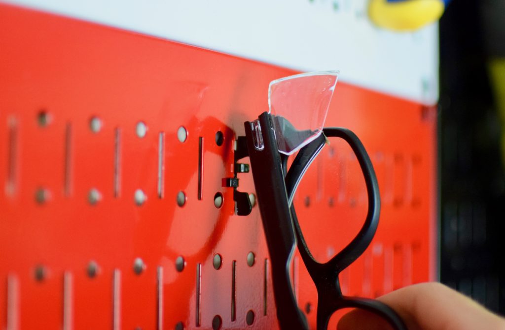 close up of wall control hooks