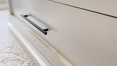 smooth paint finish on mudroom bench