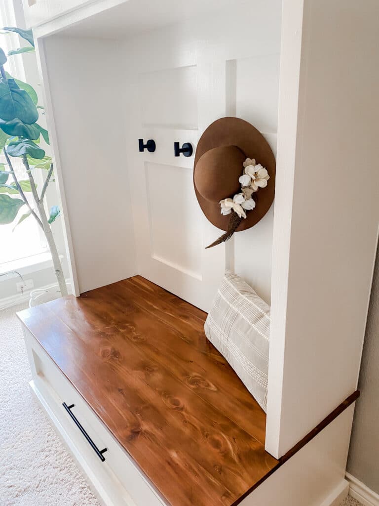 example of smooth diy paint finish mudroom built ins