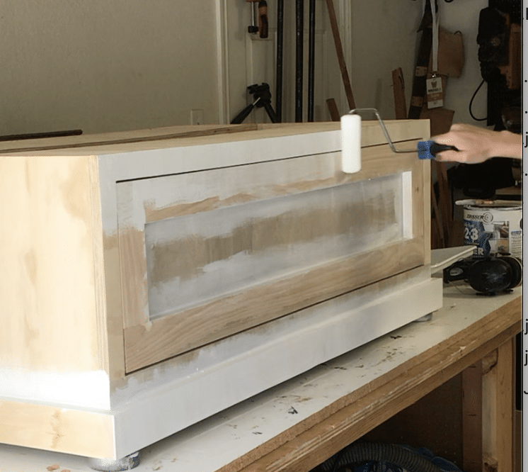 foam roller to get smooth surface on cabinet
