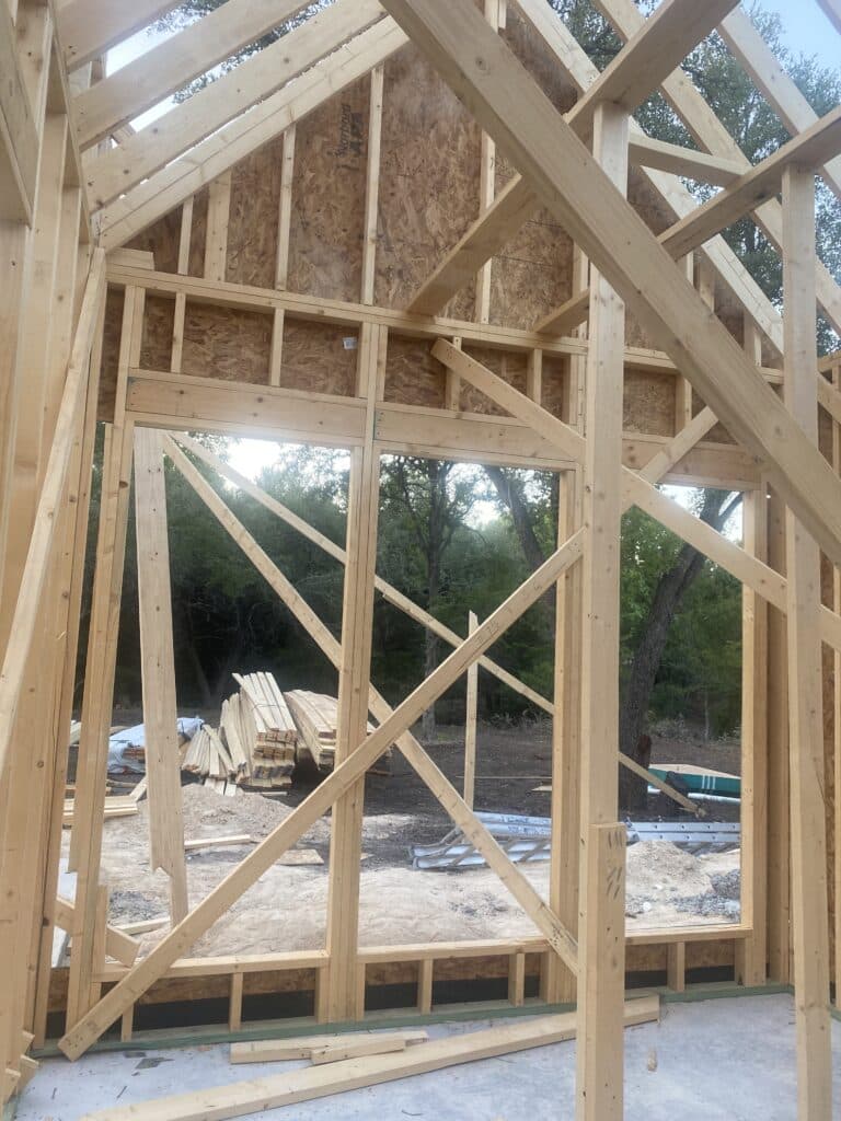 timber framing with window openings