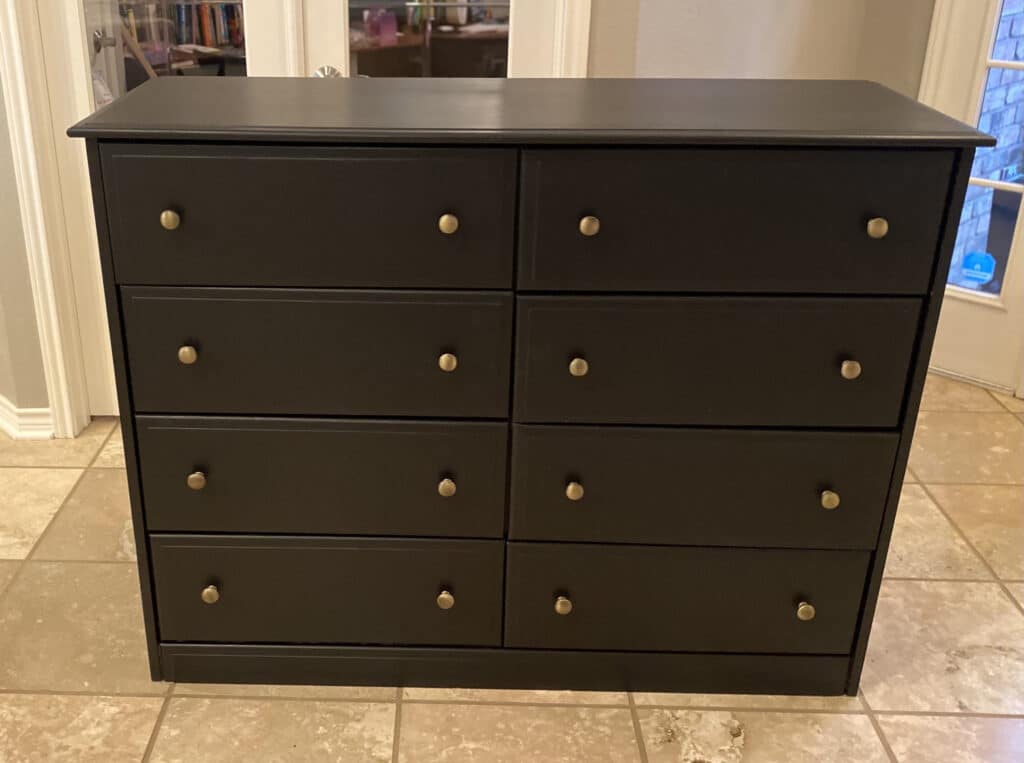 after picture of dresser painted black