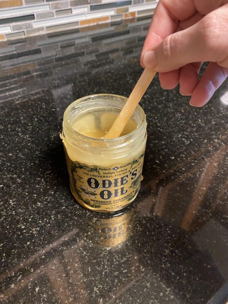 thoroughly stir the oil finish before applying it to the cutting board