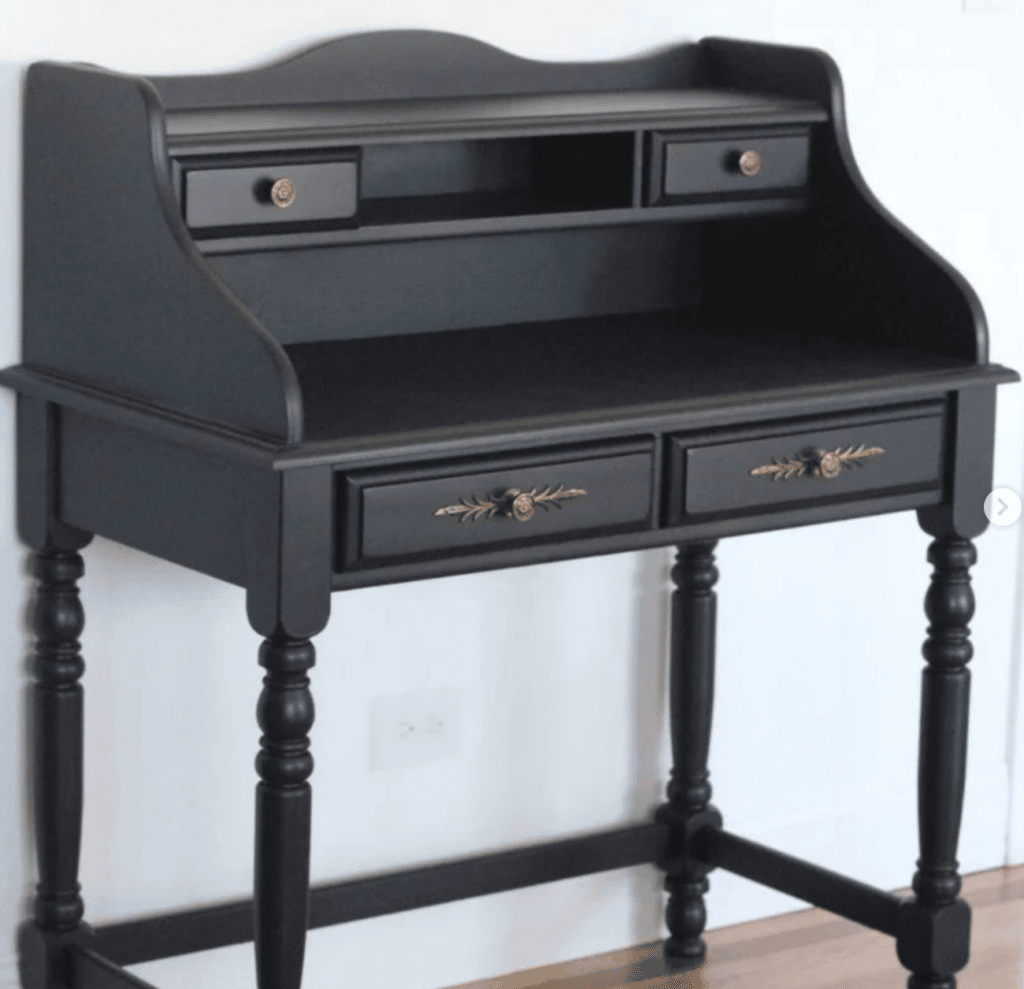 desk refinished with black paint