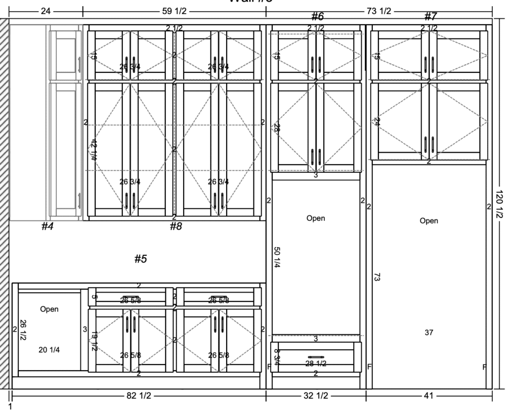 cabinet dimensions around refrigerator and double oven