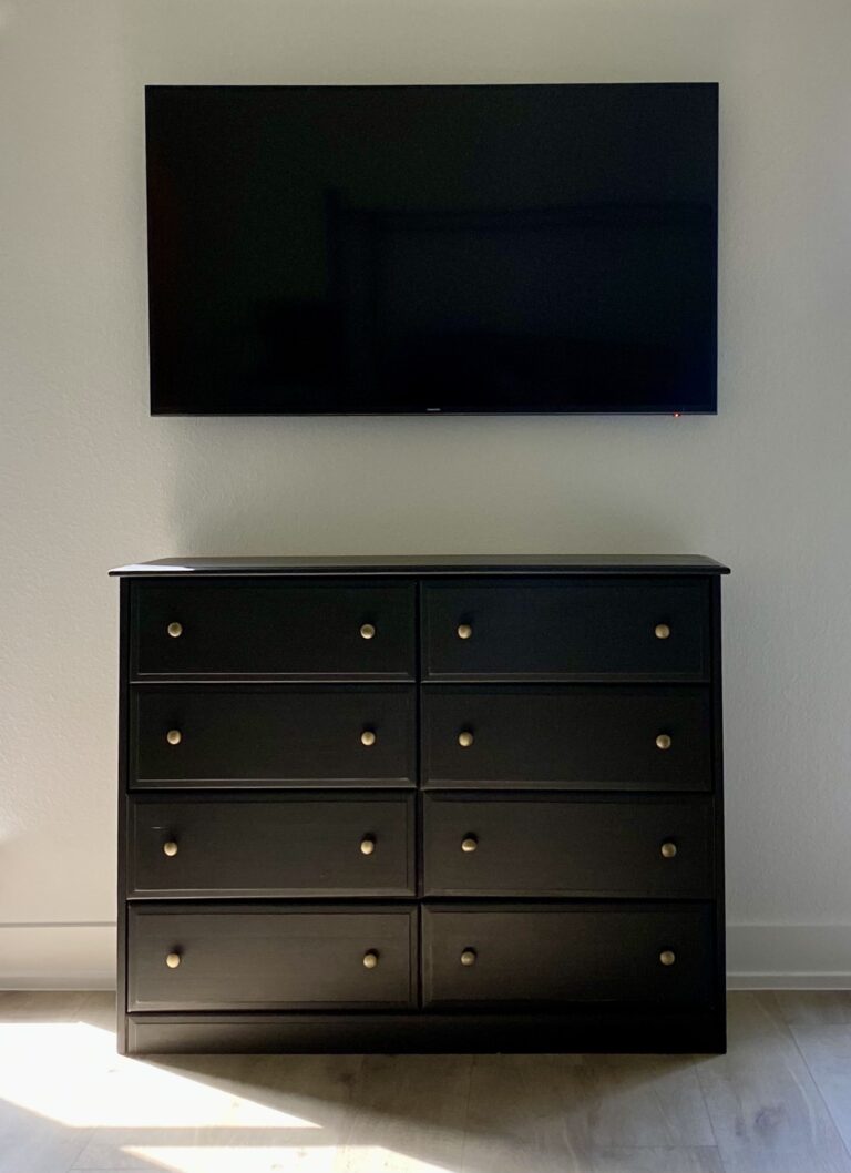 finished black painted dresser