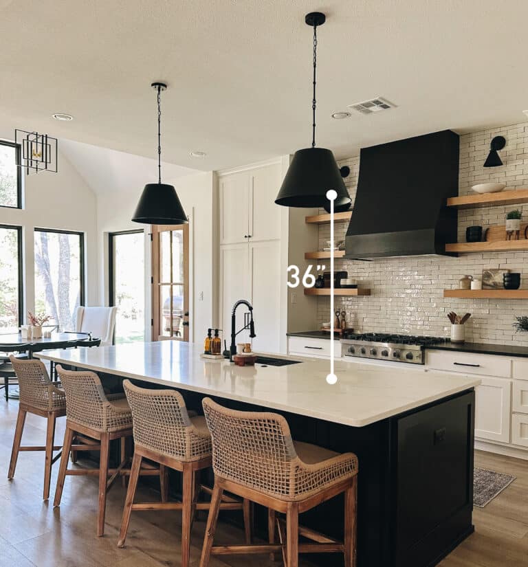 how high to hang lights over kitchen island countertops