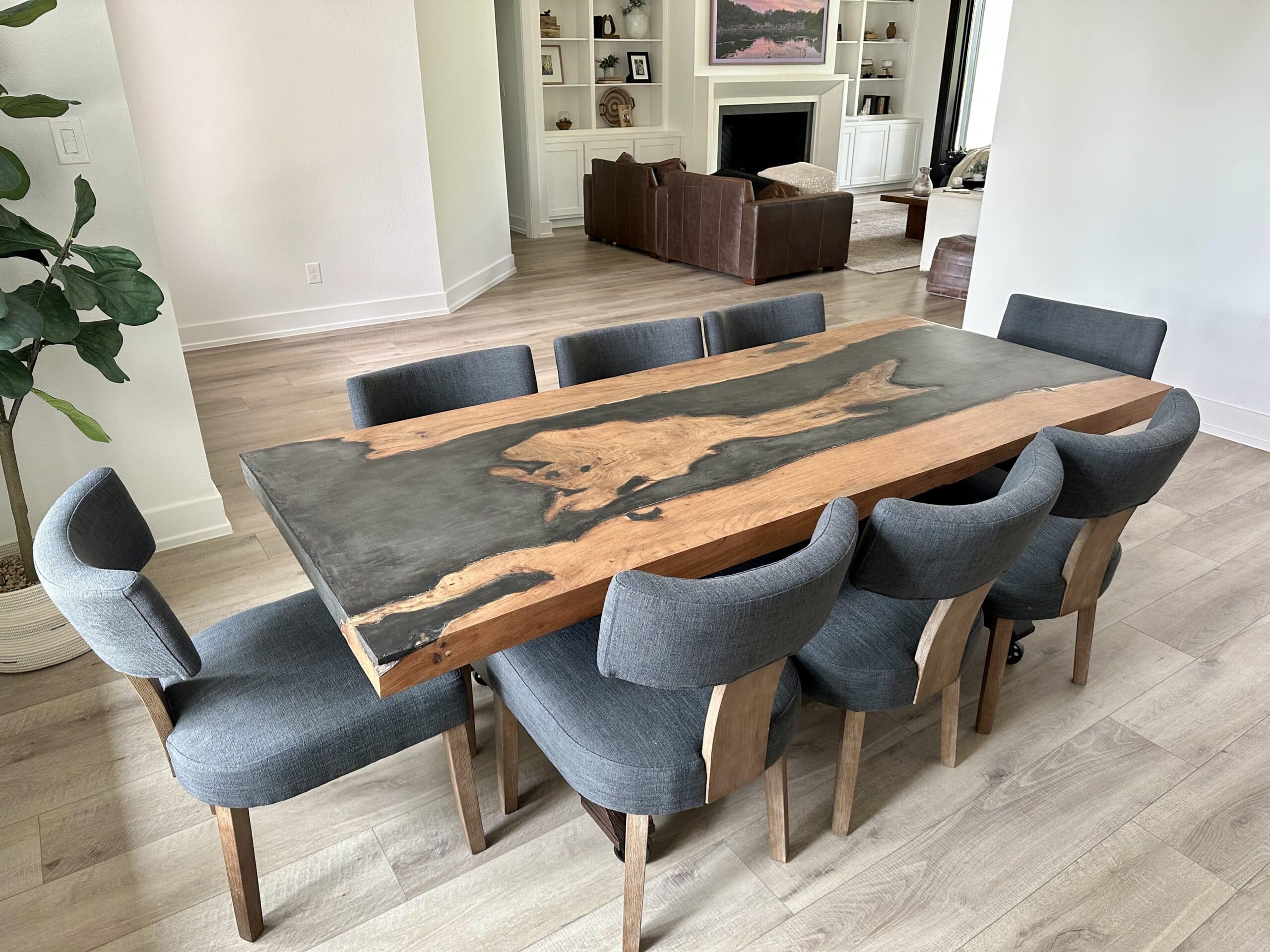 River Table with Mesquite Wood and Black Concrete