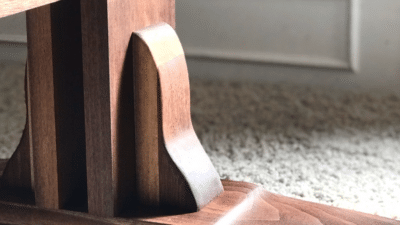 detail shot of walnut dining table