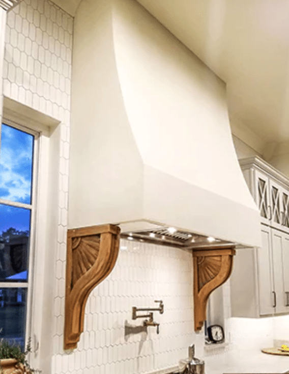 front sloped white range hood