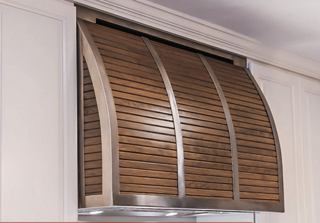 curved wood range hood