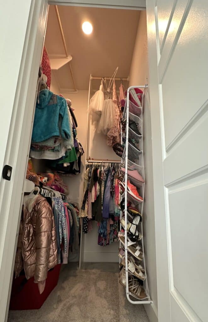 out of season storage in small bedroom walk in closet